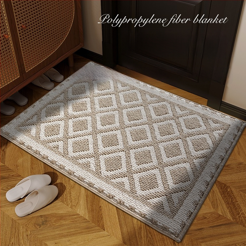 Входна подложка за врата - американски ретро геометричен квадратен модел, полипропилен, машино пране