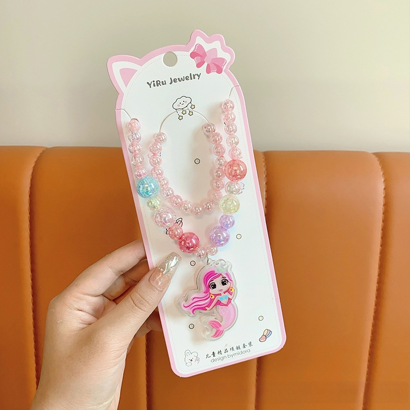 Princess serijos kaklo papuošalas, vaikams animacinio stiliaus, rutulinė grandinė, pakabukas įtrauktas