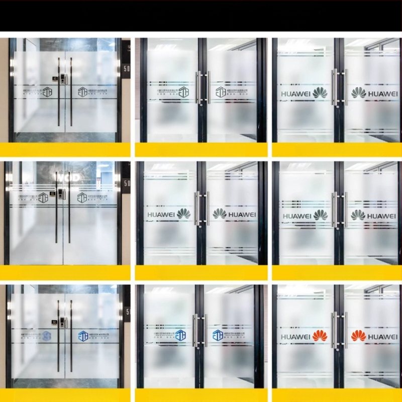 PVC plėvelė biuro stiklo durims, lipni, šiuolaikinis minimalistinis stilius, vieno tono raštas, pritaikoma