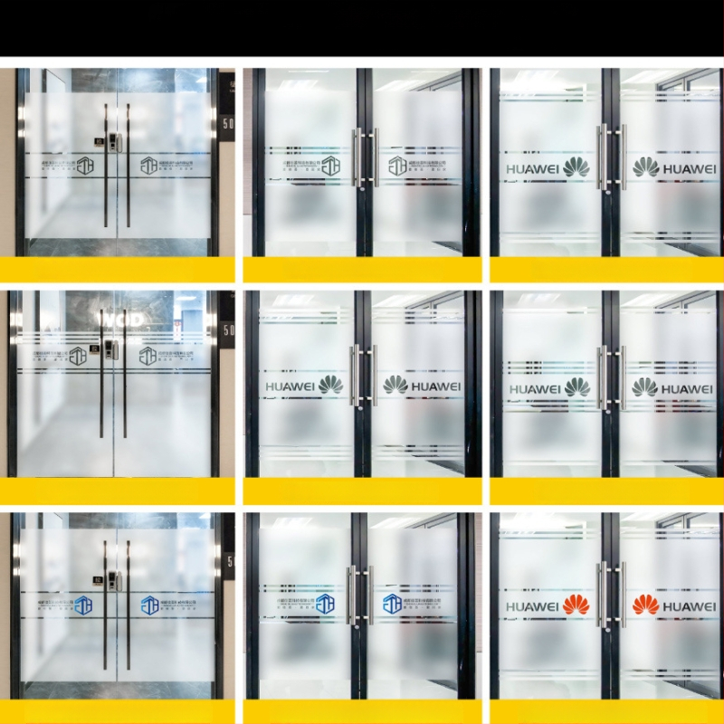 PVC plėvelė biuro stiklo durims, lipni, šiuolaikinis minimalistinis stilius, vieno tono raštas, pritaikoma