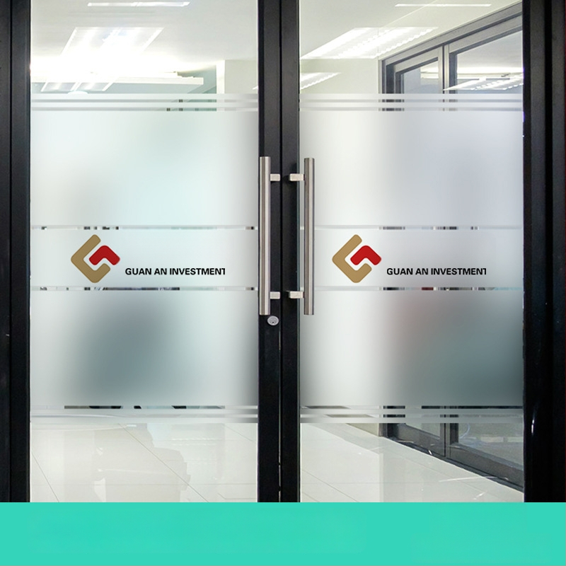 PVC plėvelė biuro stiklo durims, lipni, šiuolaikinis minimalistinis stilius, vieno tono raštas, pritaikoma