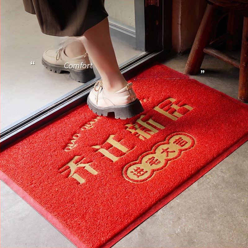 PVC релефна постелка за входна врата, квадратна, антре, машинно пране, стил Нов китайски стил