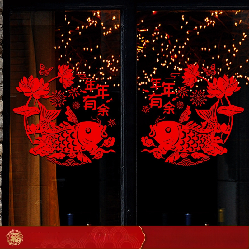 Ablaküvegre készült matrica – Ló éve motívum, kültéri vízálló falidekor, PVC, 1 db, ázsiai stílus, tükröződés