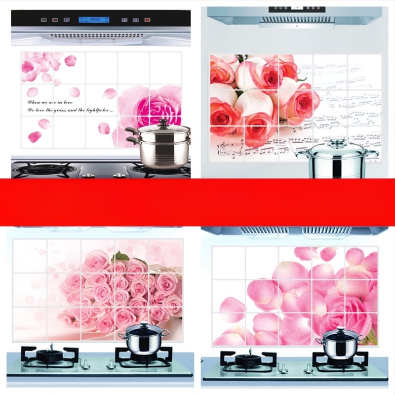 Konyhai falmatrica - PET anyag, Növénymintás, Olajálló falmatrica, Szennyeződésálló