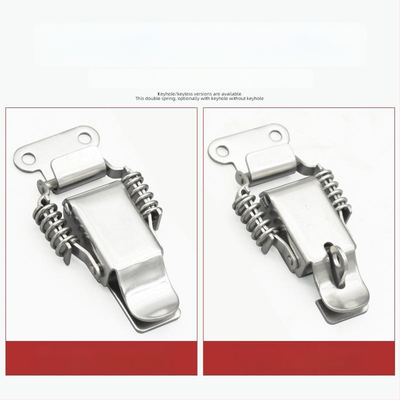 Įrankių dėžės sagtis su dviguba spyruokle, mygtuko tipas, 304 nerūdijantis plienas, tvirta konstrukcija