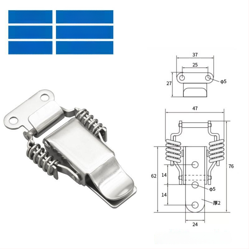 Įrankių dėžės sagtis su dviguba spyruokle, mygtuko tipas, 304 nerūdijantis plienas, tvirta konstrukcija