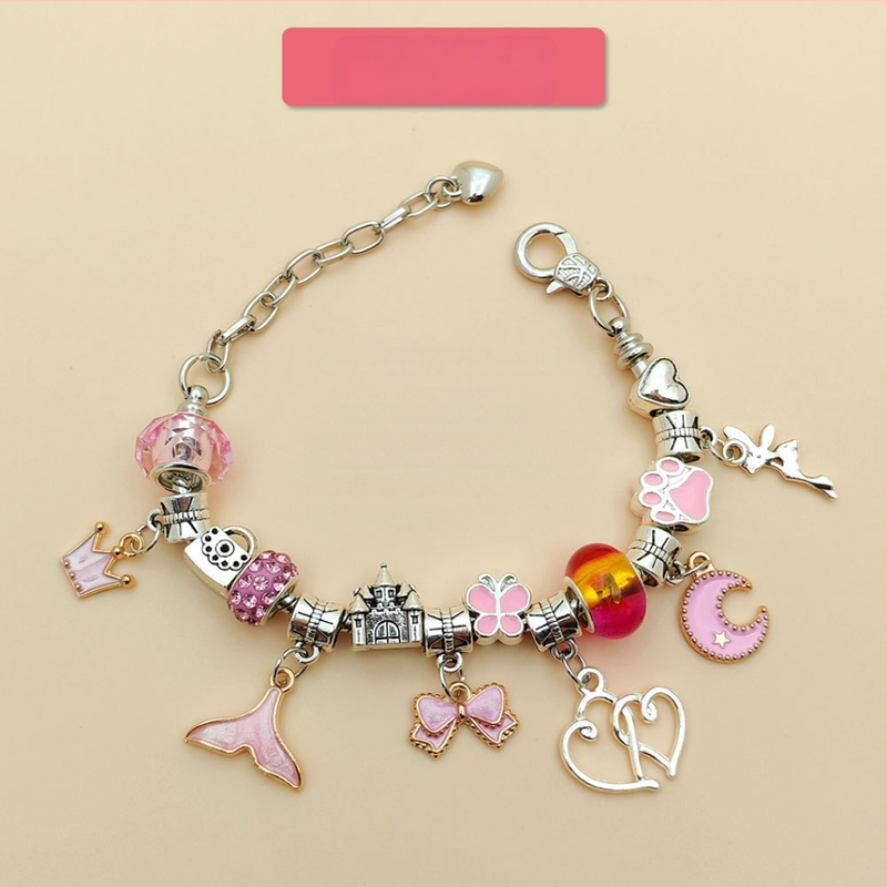 DIY rinkinys vaikams – apyrankė ir karoliai mergaitėms – lydinys; gyvatės grandinė; pakabukas iš lydinio; animacinis motyvas; alyva danga užbaigimas