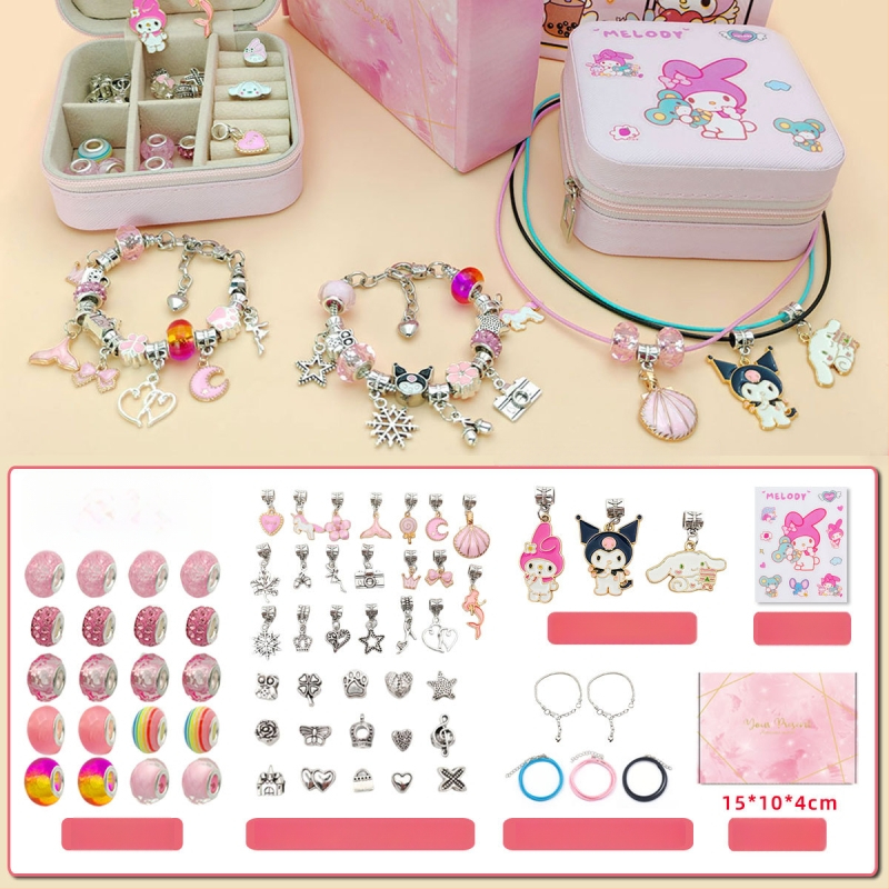 DIY rinkinys vaikams – apyrankė ir karoliai mergaitėms – lydinys; gyvatės grandinė; pakabukas iš lydinio; animacinis motyvas; alyva danga užbaigimas