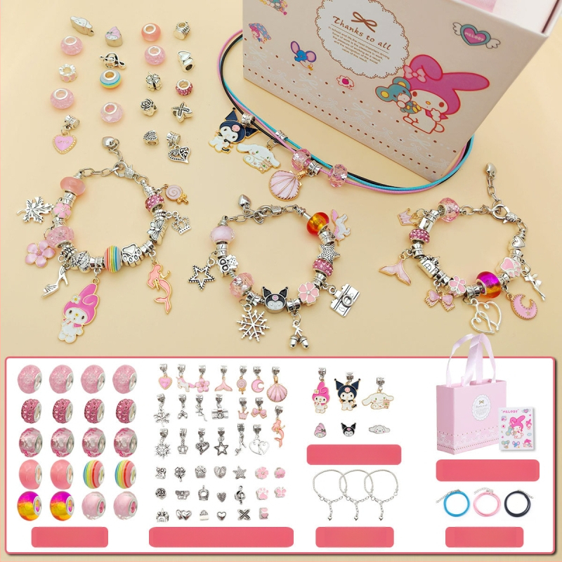 DIY rinkinys vaikams – apyrankė ir karoliai mergaitėms – lydinys; gyvatės grandinė; pakabukas iš lydinio; animacinis motyvas; alyva danga užbaigimas