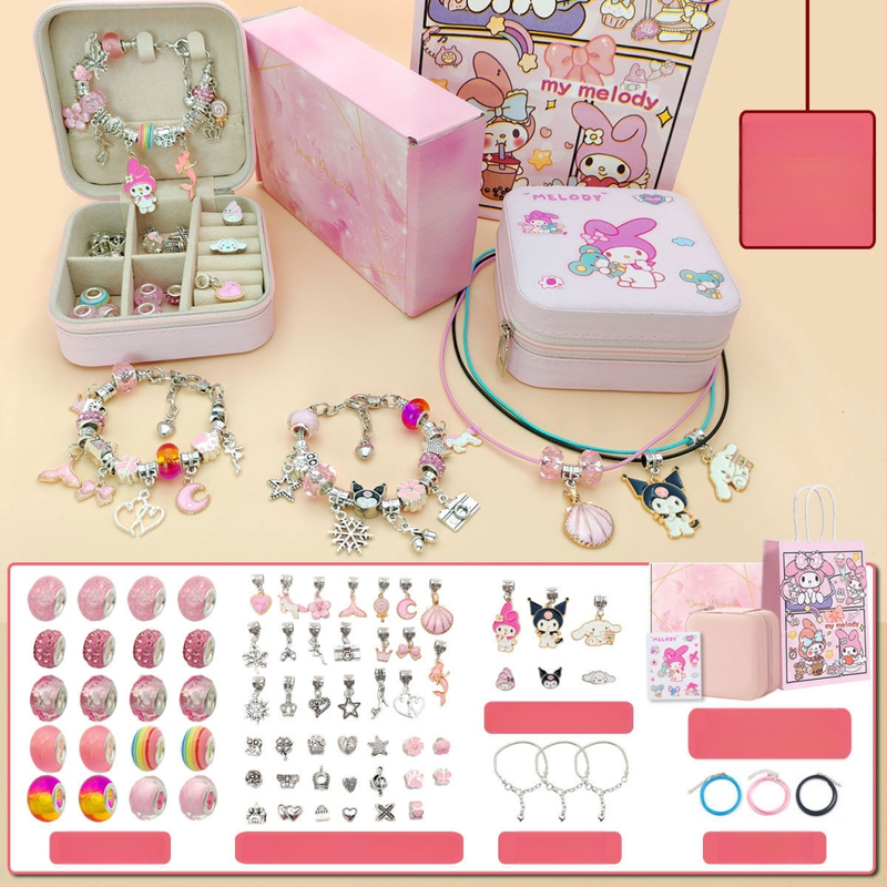 DIY rinkinys vaikams – apyrankė ir karoliai mergaitėms – lydinys; gyvatės grandinė; pakabukas iš lydinio; animacinis motyvas; alyva danga užbaigimas