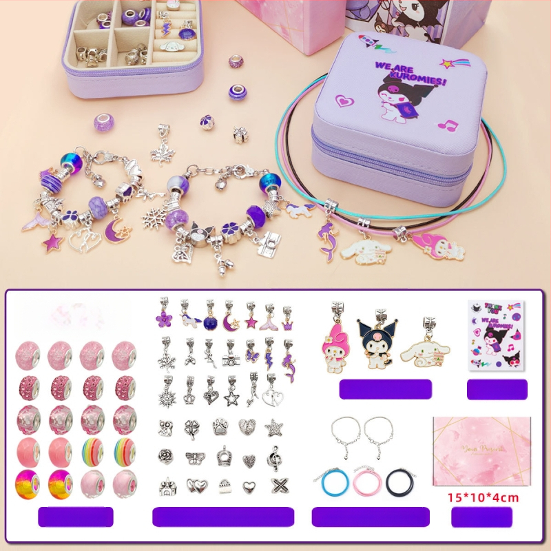 DIY rinkinys vaikams – apyrankė ir karoliai mergaitėms – lydinys; gyvatės grandinė; pakabukas iš lydinio; animacinis motyvas; alyva danga užbaigimas