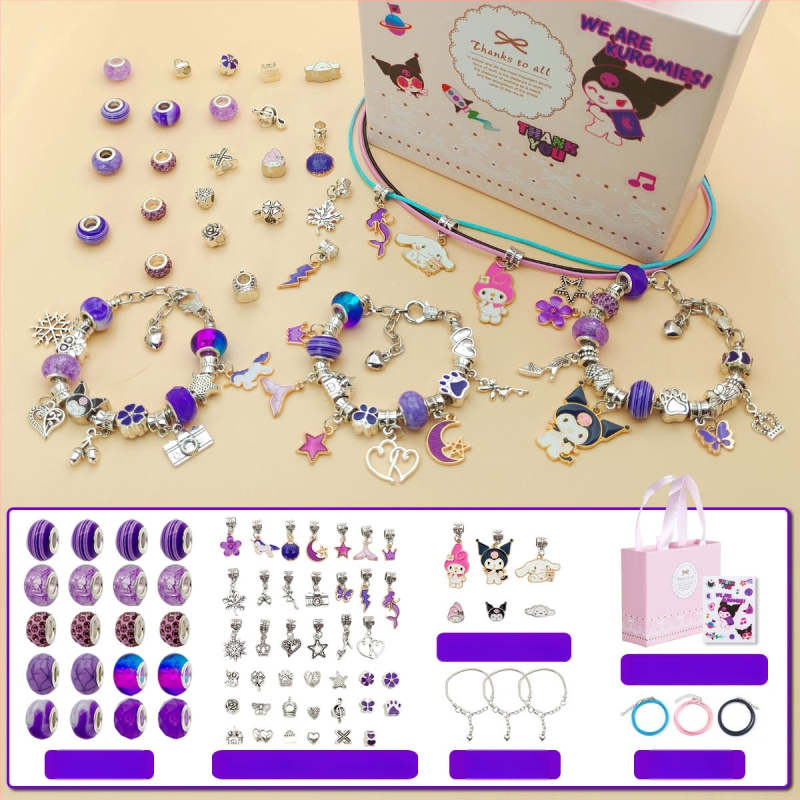 DIY rinkinys vaikams – apyrankė ir karoliai mergaitėms – lydinys; gyvatės grandinė; pakabukas iš lydinio; animacinis motyvas; alyva danga užbaigimas