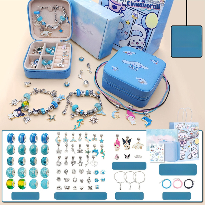 DIY rinkinys vaikams – apyrankė ir karoliai mergaitėms – lydinys; gyvatės grandinė; pakabukas iš lydinio; animacinis motyvas; alyva danga užbaigimas