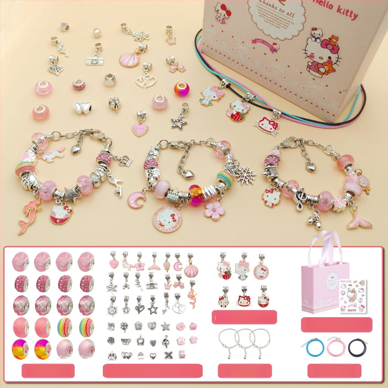 DIY rinkinys vaikams – apyrankė ir karoliai mergaitėms – lydinys; gyvatės grandinė; pakabukas iš lydinio; animacinis motyvas; alyva danga užbaigimas