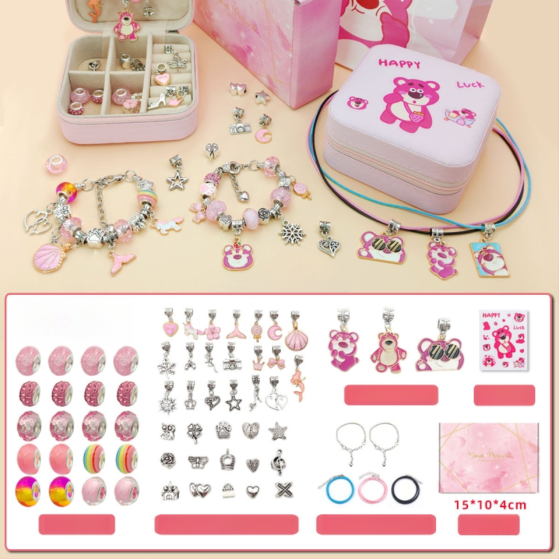 DIY rinkinys vaikams – apyrankė ir karoliai mergaitėms – lydinys; gyvatės grandinė; pakabukas iš lydinio; animacinis motyvas; alyva danga užbaigimas