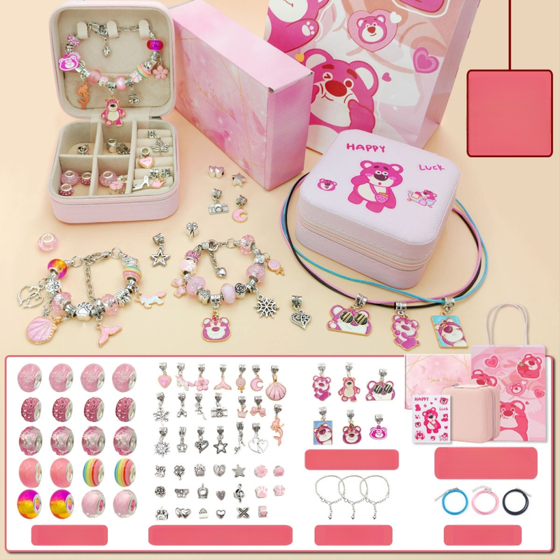 DIY rinkinys vaikams – apyrankė ir karoliai mergaitėms – lydinys; gyvatės grandinė; pakabukas iš lydinio; animacinis motyvas; alyva danga užbaigimas