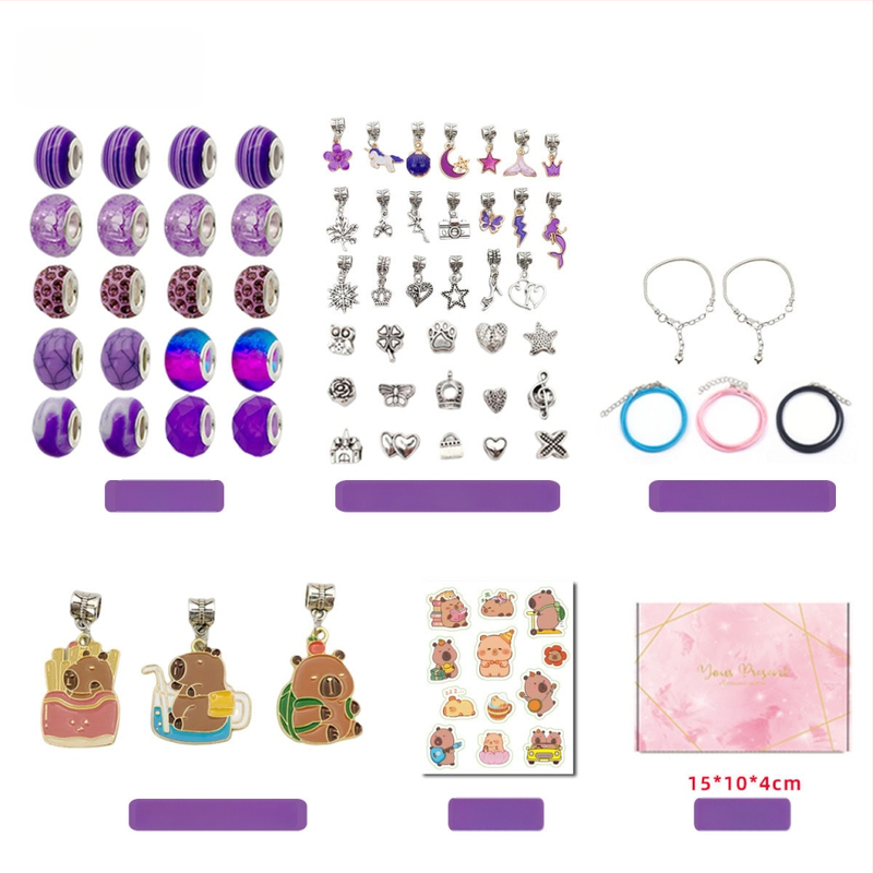 DIY rinkinys vaikams – apyrankė ir karoliai mergaitėms – lydinys; gyvatės grandinė; pakabukas iš lydinio; animacinis motyvas; alyva danga užbaigimas