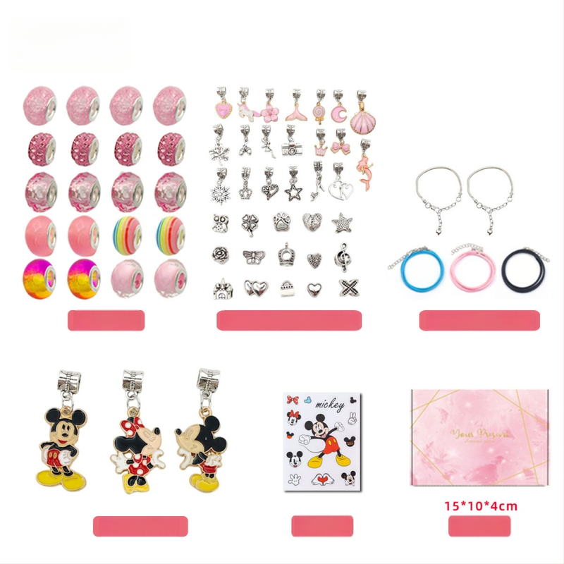 DIY rinkinys vaikams – apyrankė ir karoliai mergaitėms – lydinys; gyvatės grandinė; pakabukas iš lydinio; animacinis motyvas; alyva danga užbaigimas