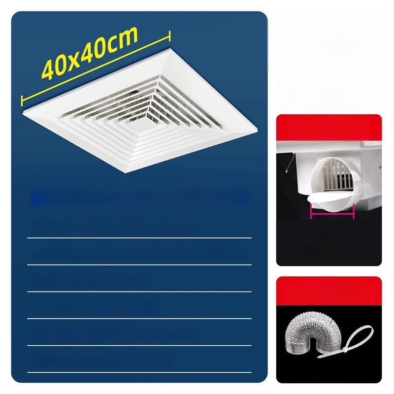 Ventilator de ventilație pentru tavan din gips-carton, bucătărie și baie, puternic și silențios, modelul 300h-01, eficiență energetică nivel 3, telecomandă