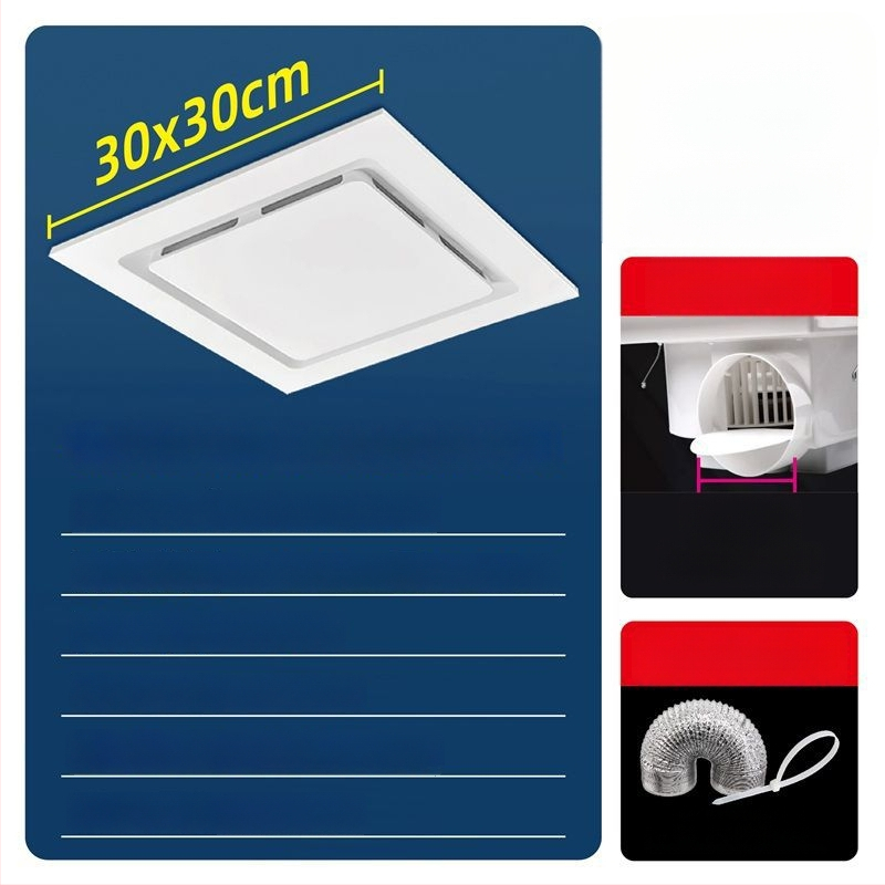 Ventilator de ventilație pentru tavan din gips-carton, bucătărie și baie, puternic și silențios, modelul 300h-01, eficiență energetică nivel 3, telecomandă