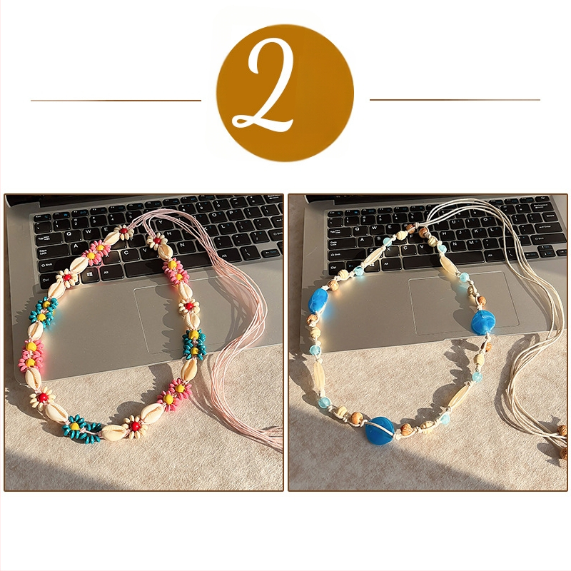 Liemens grandinė – bohemiškas retro etninio stiliaus, korėjietiška versija, tinklinis medžiaga, automatinis užsegimas, rankų darbo karoliukai, pavasaris 2025