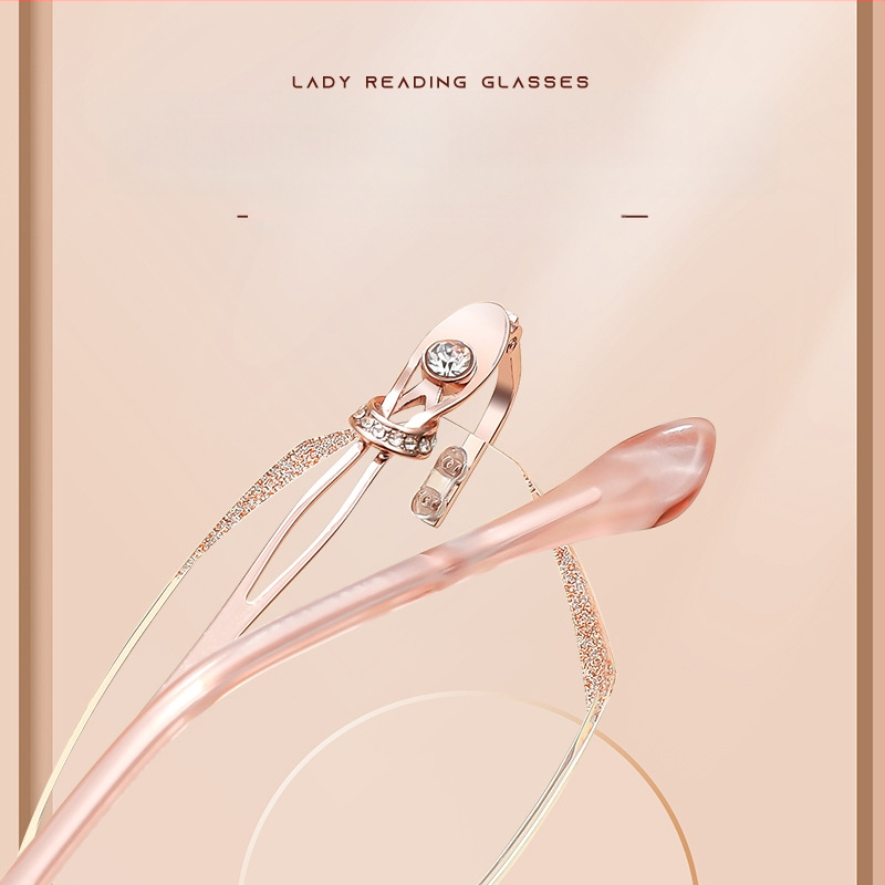 Sieviešu lasīšanas brilles bez rāmjiem, PC lēcas, pret zilās gaismas filtrs, poligona dizains, modelis 7212