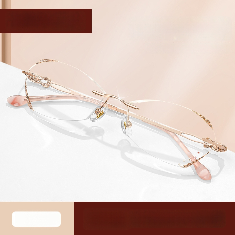 Sieviešu lasīšanas brilles bez rāmjiem, PC lēcas, pret zilās gaismas filtrs, poligona dizains, modelis 7212