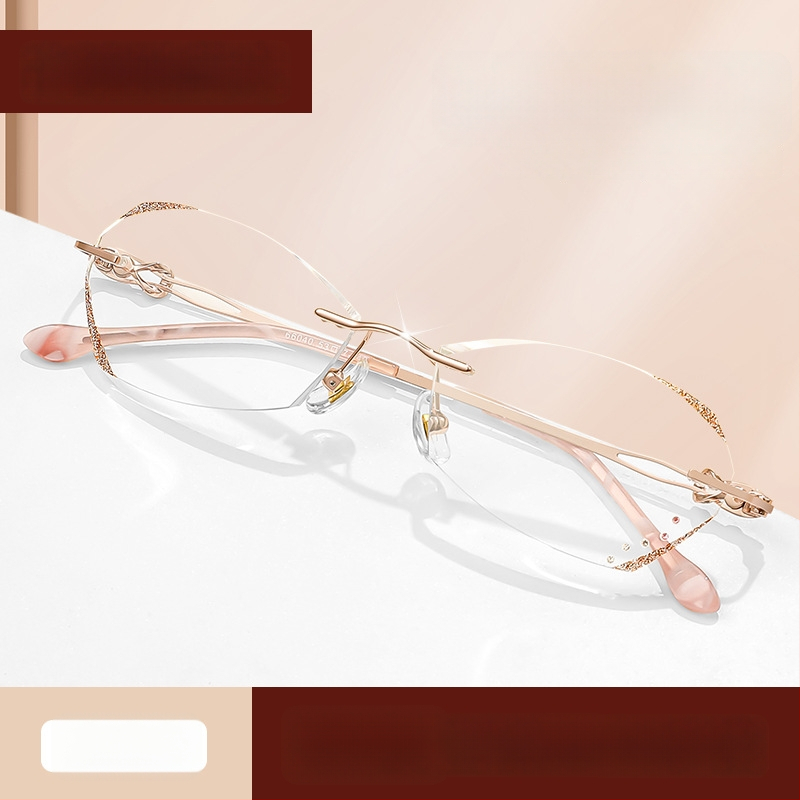 Sieviešu lasīšanas brilles bez rāmjiem, PC lēcas, pret zilās gaismas filtrs, poligona dizains, modelis 7212