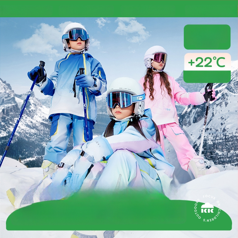 KK Tree vaikų slidinėjimo komplektas, unisex dviejų dalių (viršus + kelnes), atsparus vandeniui ir šiltas, poliesterio audinys, modelis Kq25130+Kq25131