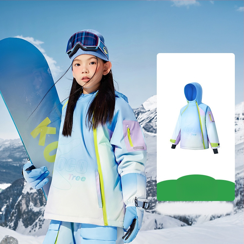 KK Tree vaikų slidinėjimo komplektas, unisex dviejų dalių (viršus + kelnes), atsparus vandeniui ir šiltas, poliesterio audinys, modelis Kq25130+Kq25131