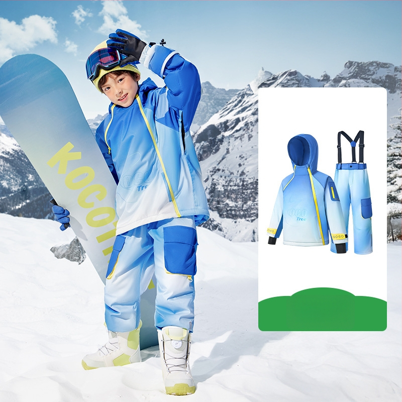 KK Tree vaikų slidinėjimo komplektas, unisex dviejų dalių (viršus + kelnes), atsparus vandeniui ir šiltas, poliesterio audinys, modelis Kq25130+Kq25131
