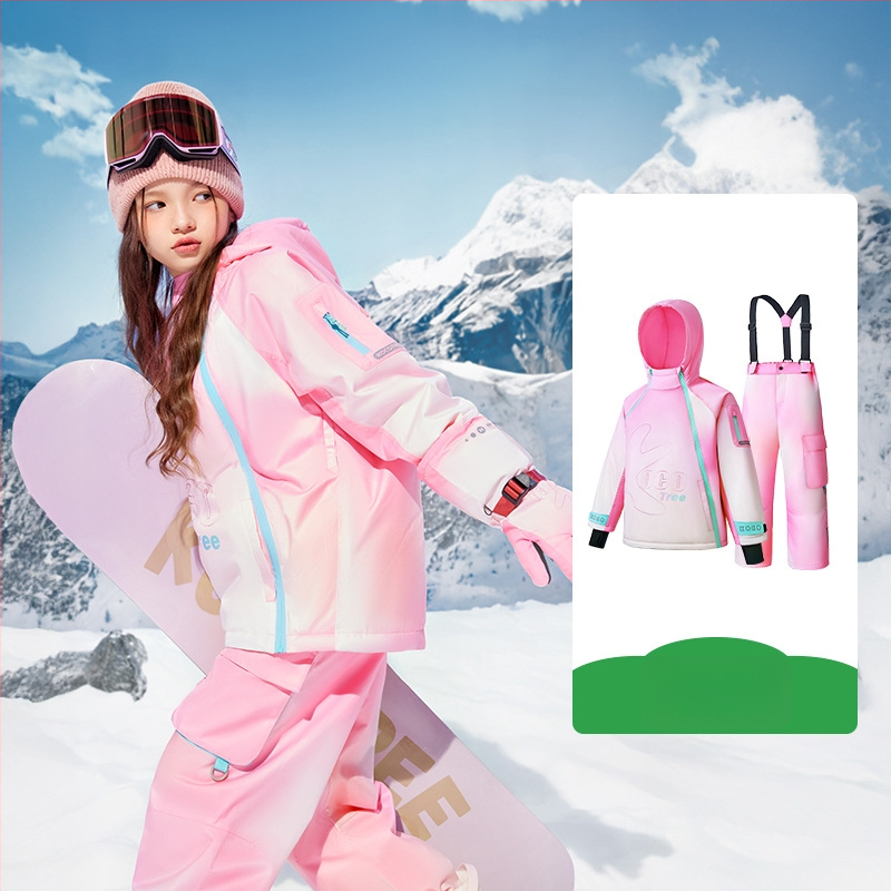 KK Tree vaikų slidinėjimo komplektas, unisex dviejų dalių (viršus + kelnes), atsparus vandeniui ir šiltas, poliesterio audinys, modelis Kq25130+Kq25131