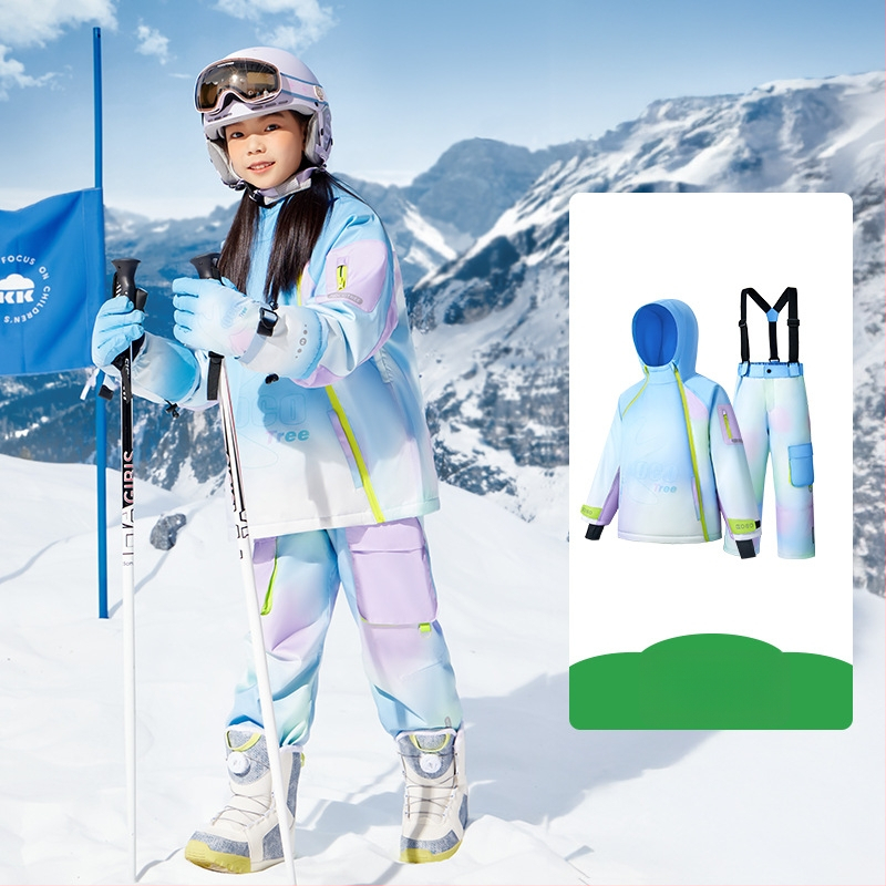 KK Tree vaikų slidinėjimo komplektas, unisex dviejų dalių (viršus + kelnes), atsparus vandeniui ir šiltas, poliesterio audinys, modelis Kq25130+Kq25131