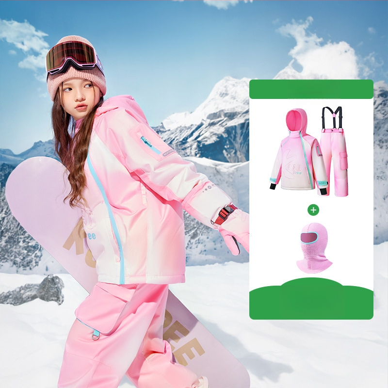 KK Tree vaikų slidinėjimo komplektas, unisex dviejų dalių (viršus + kelnes), atsparus vandeniui ir šiltas, poliesterio audinys, modelis Kq25130+Kq25131