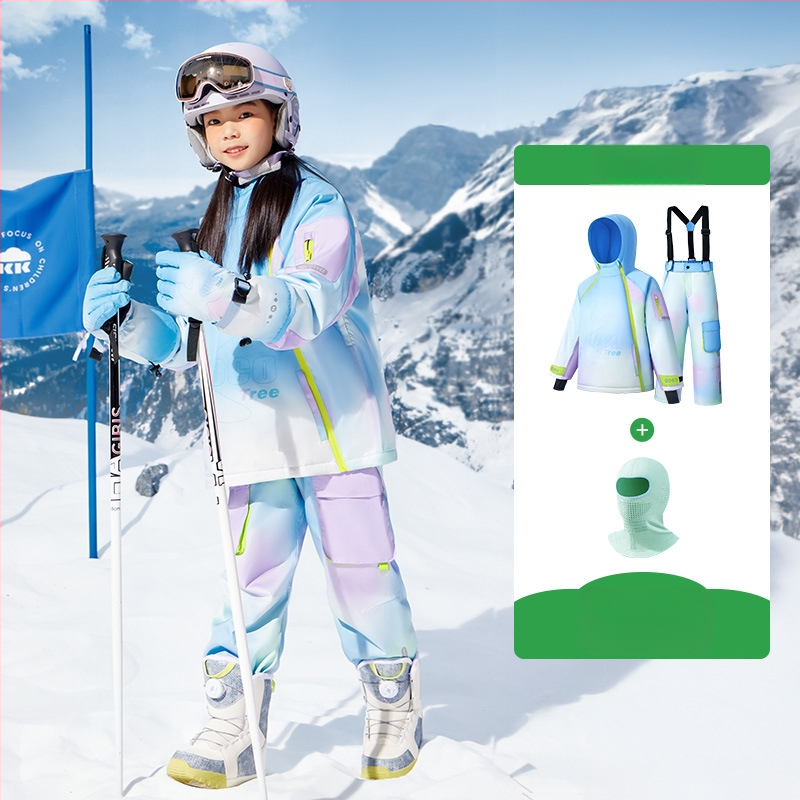 KK Tree vaikų slidinėjimo komplektas, unisex dviejų dalių (viršus + kelnes), atsparus vandeniui ir šiltas, poliesterio audinys, modelis Kq25130+Kq25131