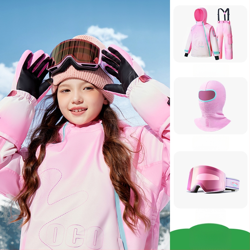 KK Tree vaikų slidinėjimo komplektas, unisex dviejų dalių (viršus + kelnes), atsparus vandeniui ir šiltas, poliesterio audinys, modelis Kq25130+Kq25131