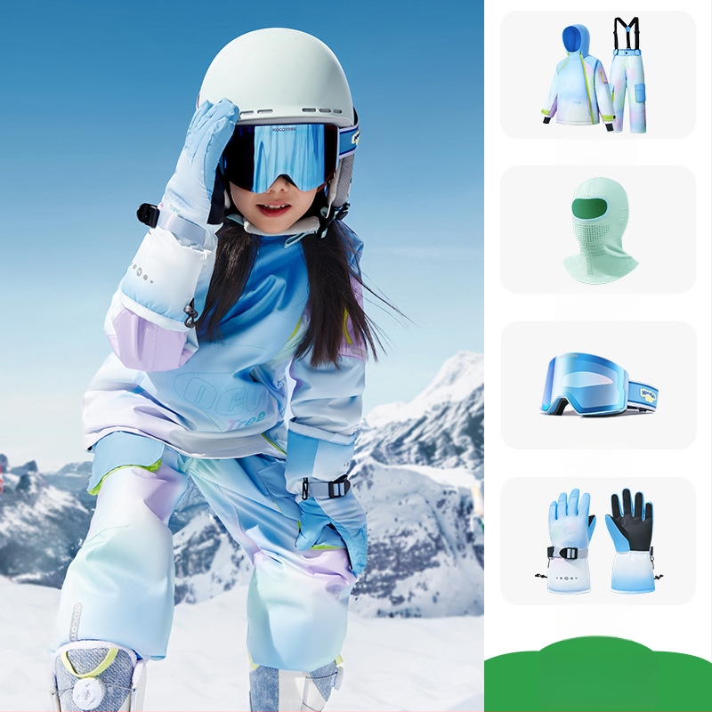 KK Tree vaikų slidinėjimo komplektas, unisex dviejų dalių (viršus + kelnes), atsparus vandeniui ir šiltas, poliesterio audinys, modelis Kq25130+Kq25131