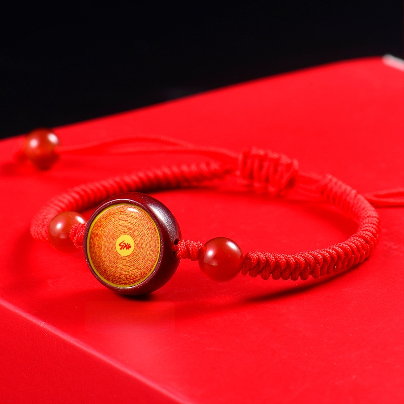 Гривна с Тханга и цинамар, мантра Зелената Тара; ръчно плетена, унисекс, ретро стил литература и изкуство