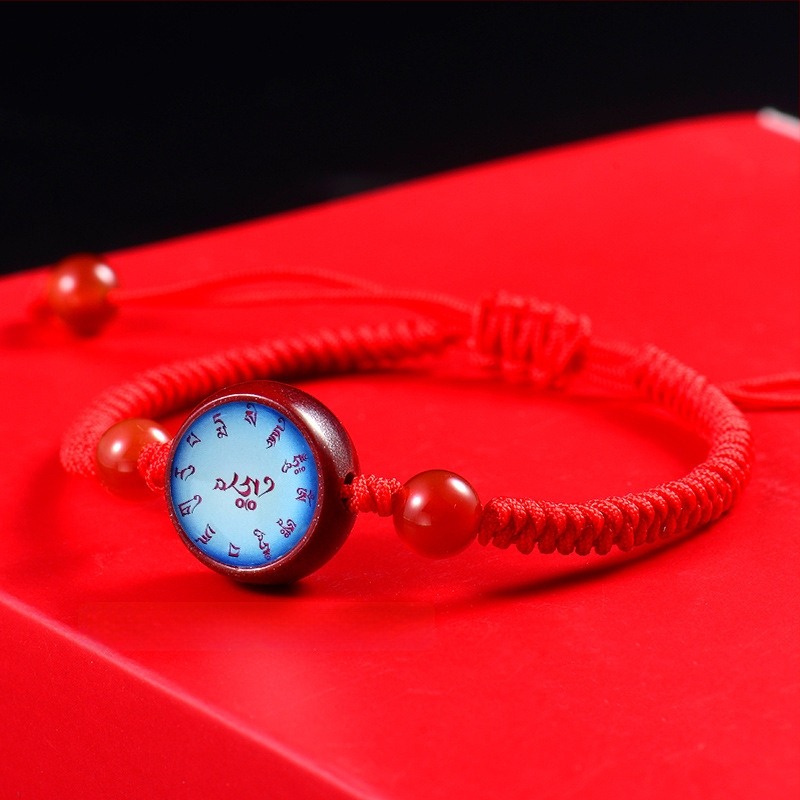 Гривна с Тханга и цинамар, мантра Зелената Тара; ръчно плетена, унисекс, ретро стил литература и изкуство