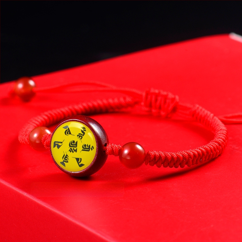 Гривна с Тханга и цинамар, мантра Зелената Тара; ръчно плетена, унисекс, ретро стил литература и изкуство