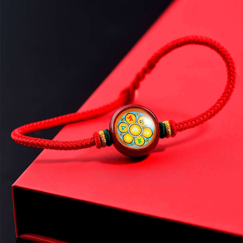 Гривна с Тханга и цинамар, мантра Зелената Тара; ръчно плетена, унисекс, ретро стил литература и изкуство