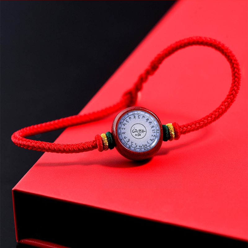 Гривна с Тханга и цинамар, мантра Зелената Тара; ръчно плетена, унисекс, ретро стил литература и изкуство