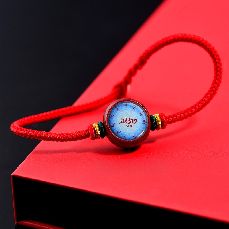 Гривна с Тханга и цинамар, мантра Зелената Тара; ръчно плетена, унисекс, ретро стил литература и изкуство