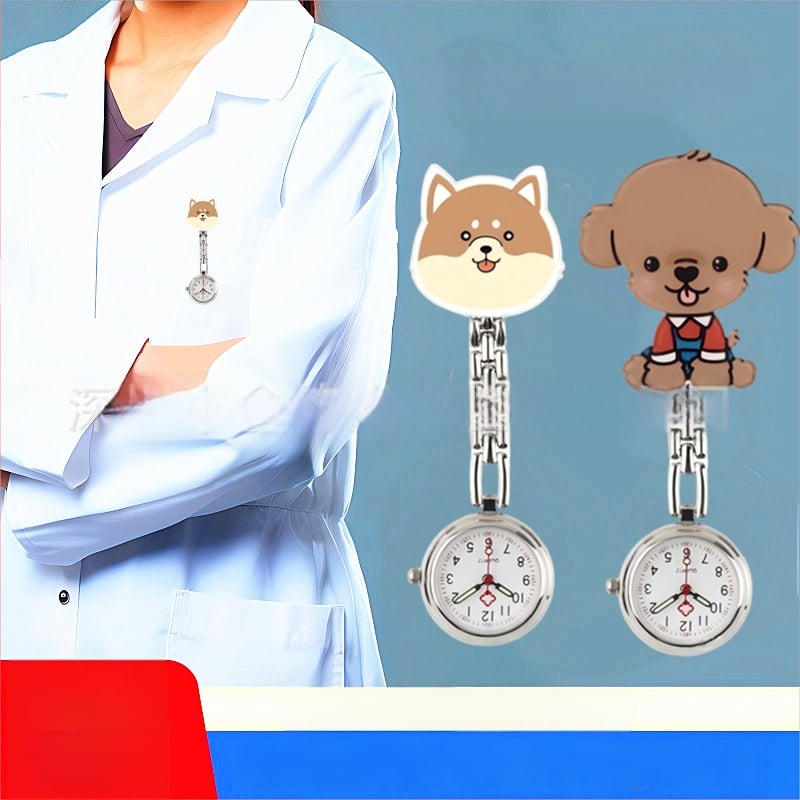 Moteriški slaugos krūtinės laikrodis, kvarcinis Huachen SL39 mechanizmas, analoginis rodiklis su skaitmenimis, 24 valandų indikacija, atsparus vandeniui