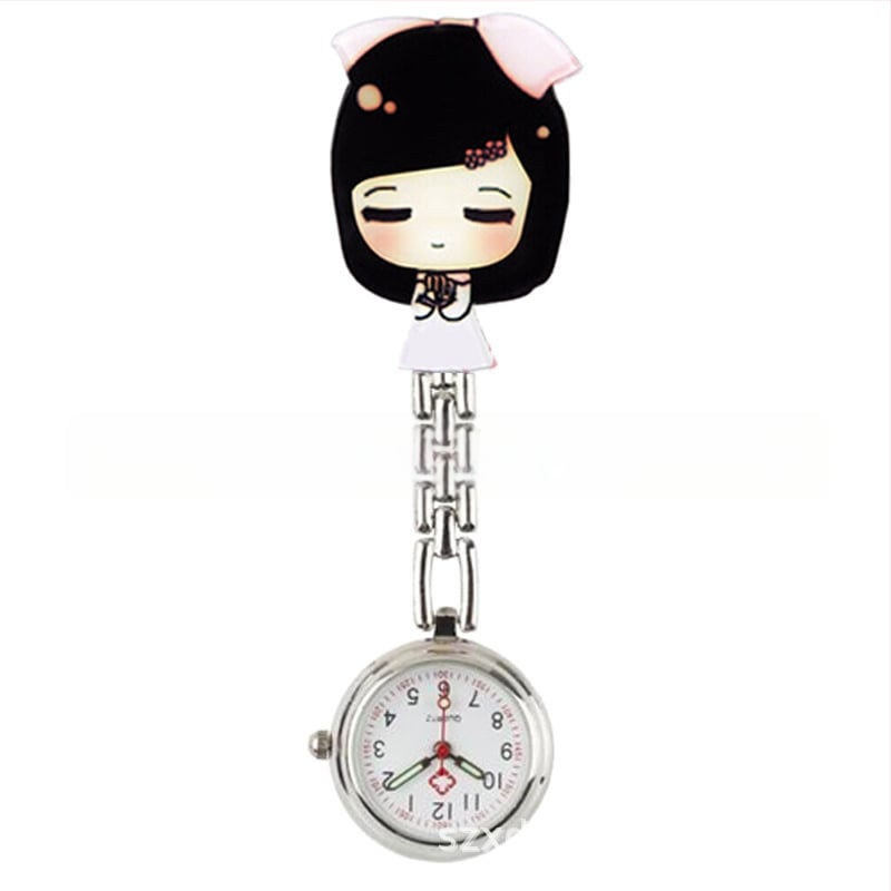 Moteriški slaugos krūtinės laikrodis, kvarcinis Huachen SL39 mechanizmas, analoginis rodiklis su skaitmenimis, 24 valandų indikacija, atsparus vandeniui