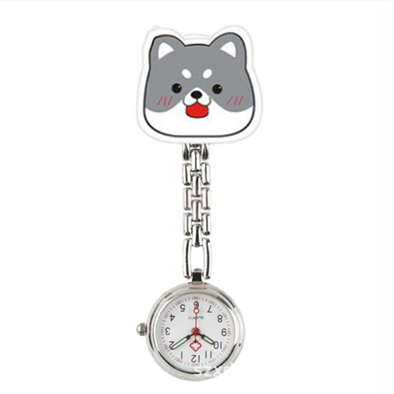 Moteriški slaugos krūtinės laikrodis, kvarcinis Huachen SL39 mechanizmas, analoginis rodiklis su skaitmenimis, 24 valandų indikacija, atsparus vandeniui