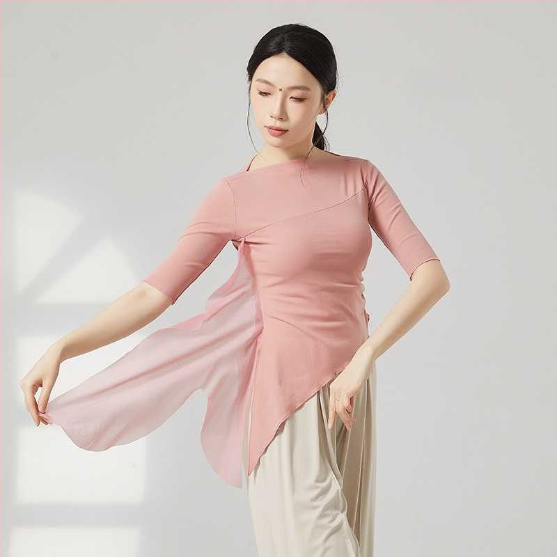 Moterų šiuolaikinio šokio viršūnė, medvilnės mišinys 95% medvilnė, 5% elastanas, visais metų laikais, skirta scenai, lotynų ir liaudies šokių.