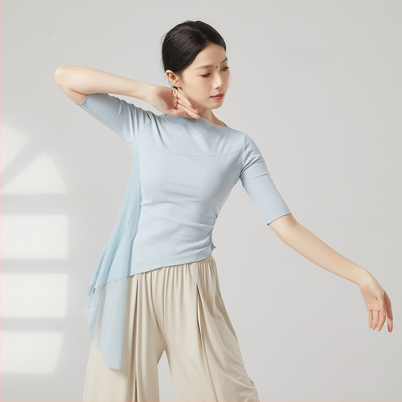 Moterų šiuolaikinio šokio viršūnė, medvilnės mišinys 95% medvilnė, 5% elastanas, visais metų laikais, skirta scenai, lotynų ir liaudies šokių.