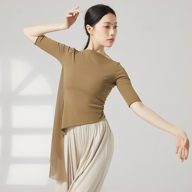 Moterų šiuolaikinio šokio viršūnė, medvilnės mišinys 95% medvilnė, 5% elastanas, visais metų laikais, skirta scenai, lotynų ir liaudies šokių.