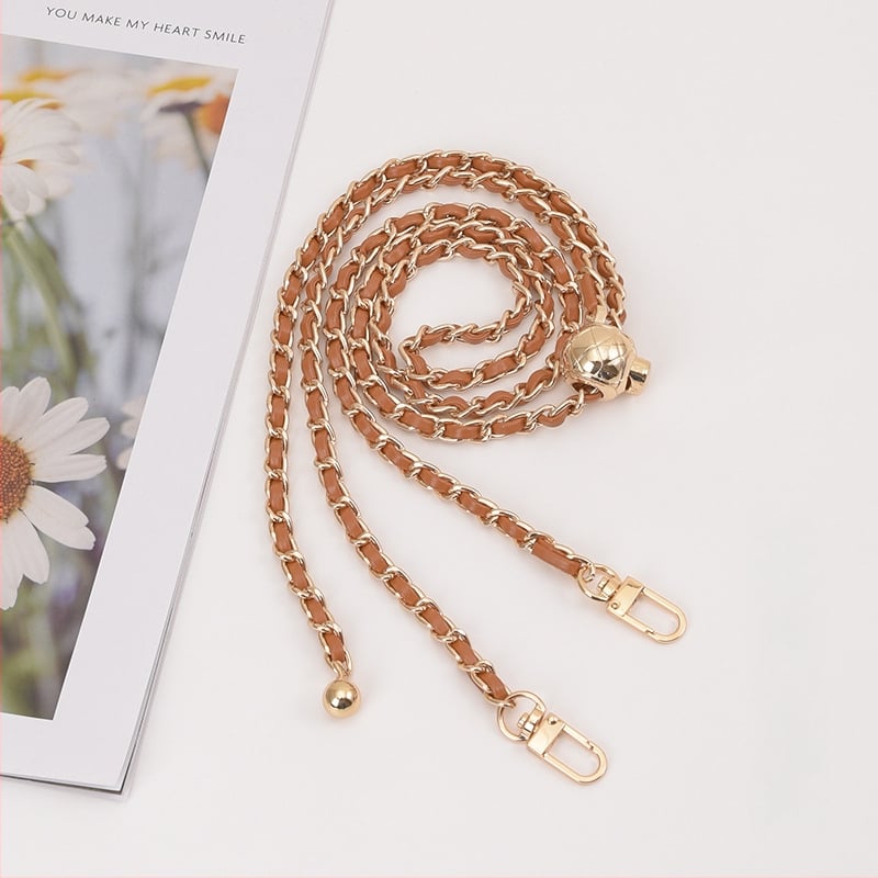 Feiqian táskapánt/válltáska pánt – fém lánc, csíkos minta, 2023 tavasz, városi egyszerű stílus